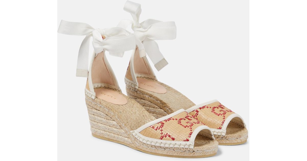 Gucci GG Espadrille Sandal in Natural | Lyst