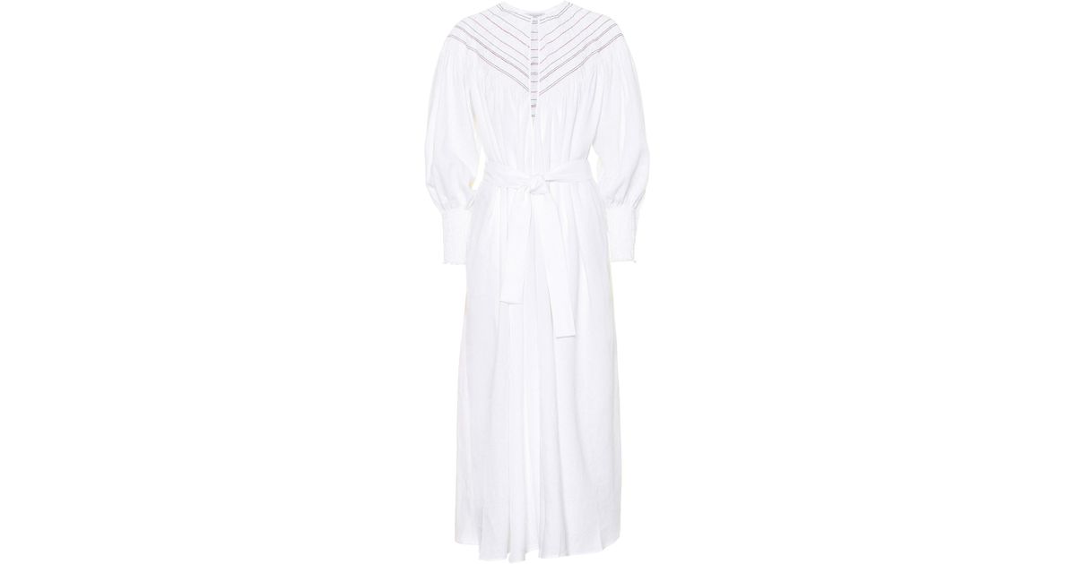 Gabriela Hearst Margarita Linen Midi Dress in Ivory (White) - Lyst
