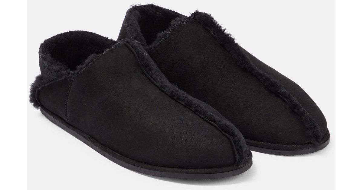 The Row Ravy Suede And Shearling Flats in Black | Lyst