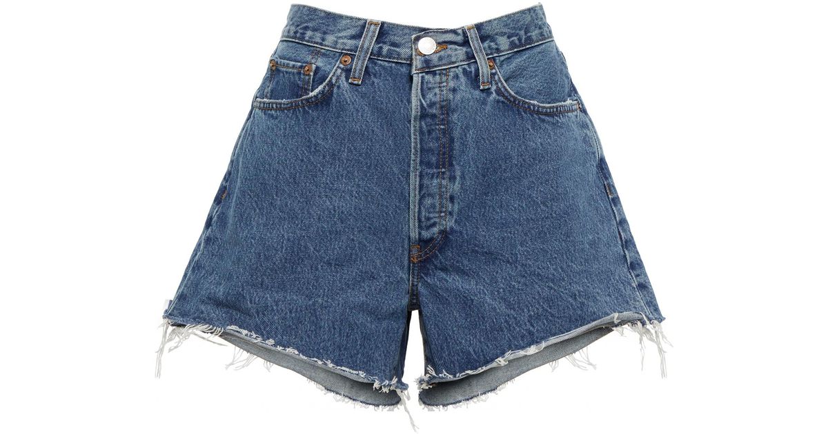 RE/DONE 90s Low Denim Shorts in Blue | Lyst