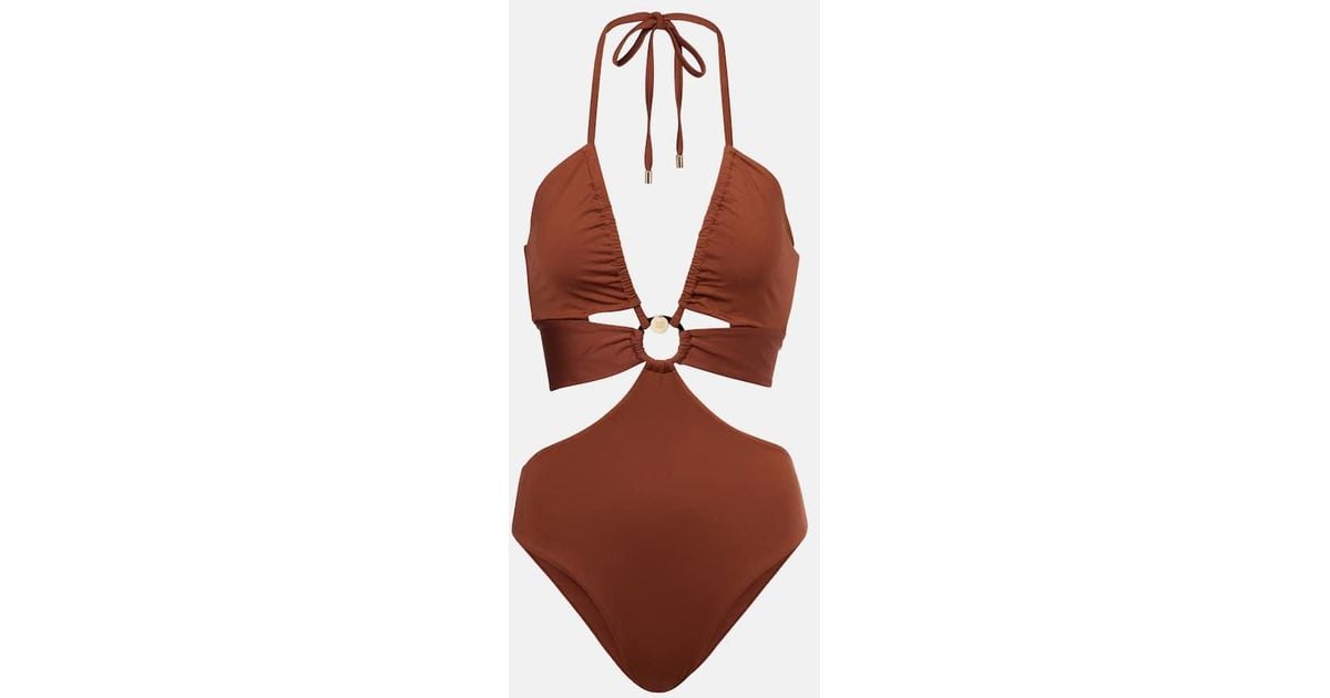 Max Mara Cleopatra Cutout Swimsuit in Brown | Lyst