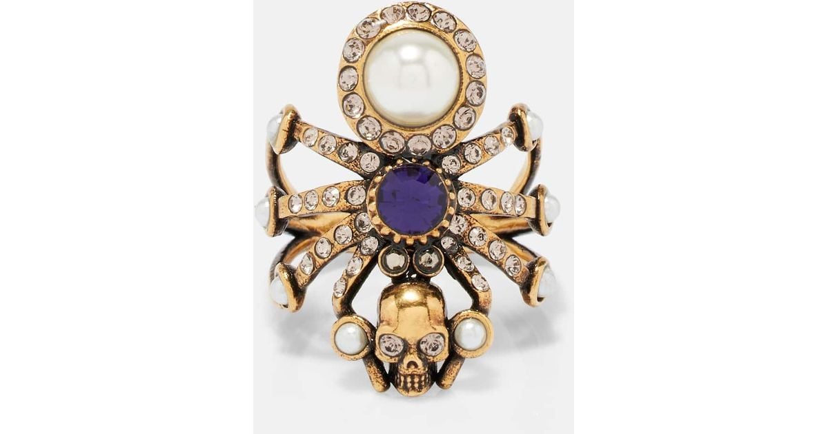 McQueen Spider Embellished Ring in Metallic Lyst UK