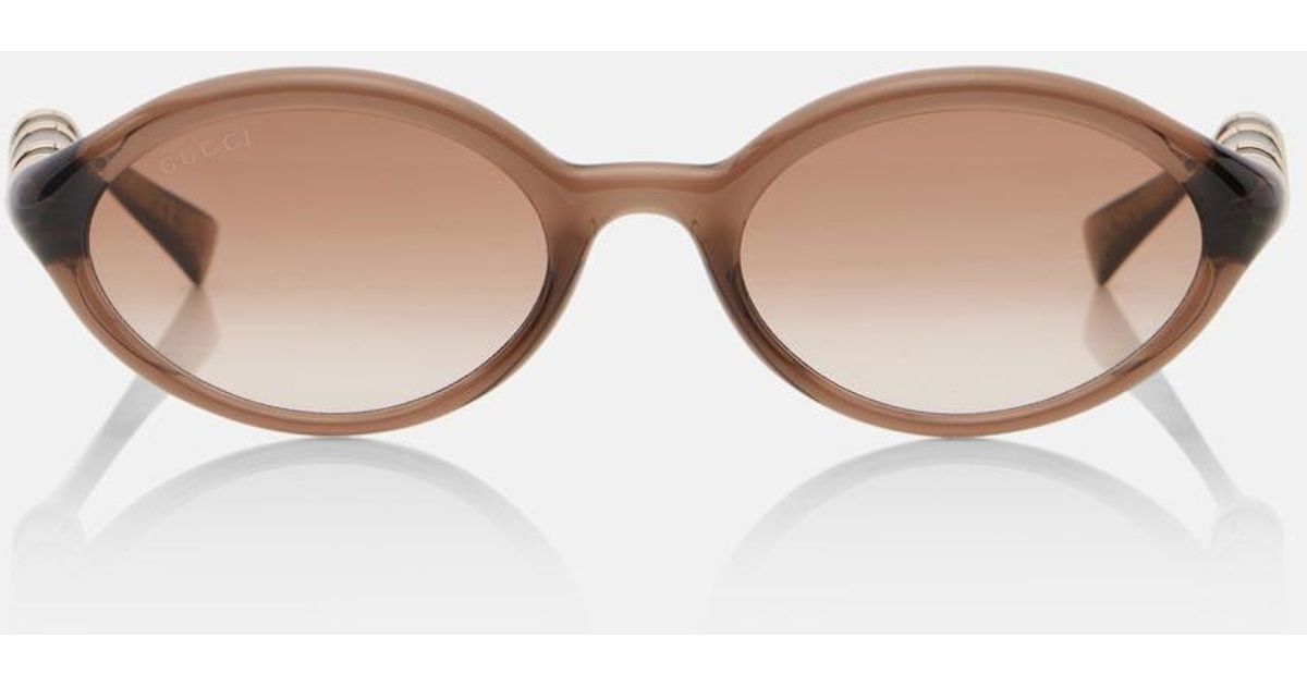 Gucci Bamboo Oval Sunglasses in Brown | Lyst