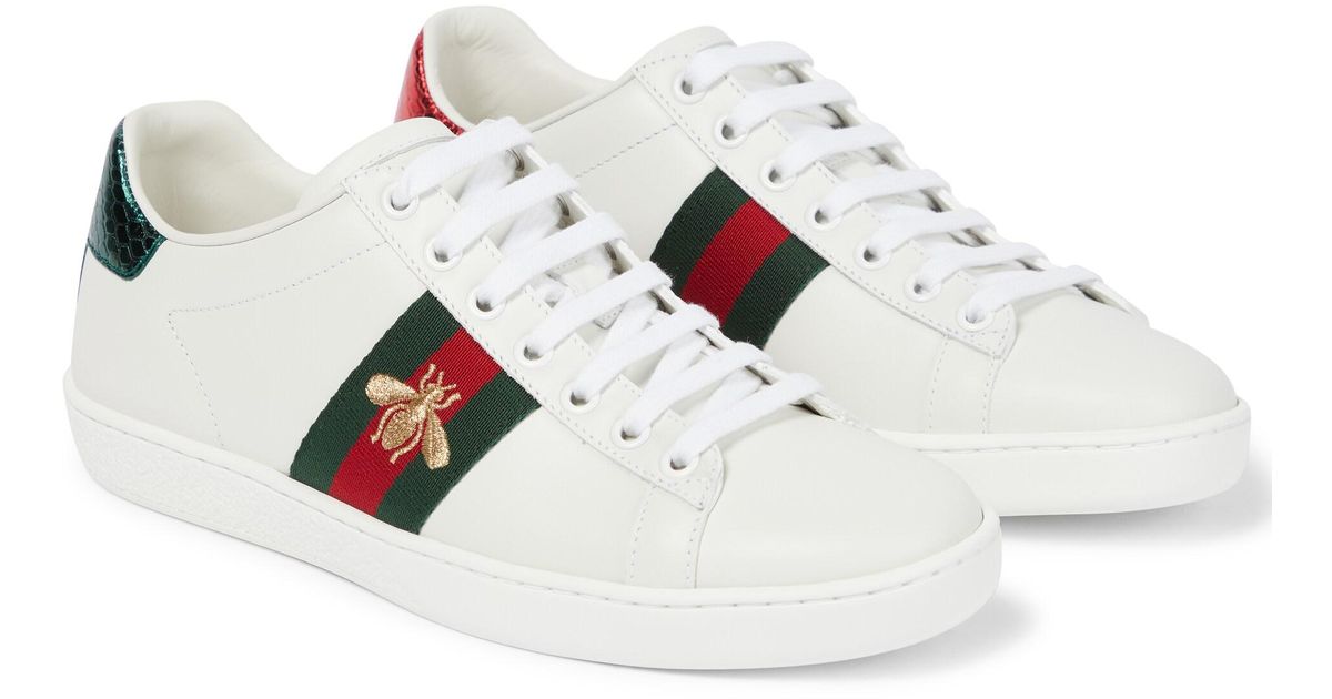 Gucci Ace Leather Sneakers in White | Lyst