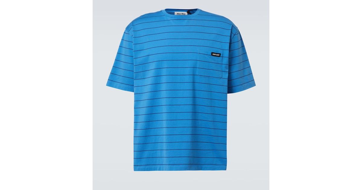 関税込【MiuMiu】Logo striped cotton jersey T-shirt Logo striped cotton jersey T-shirt in multicoloured - Miu