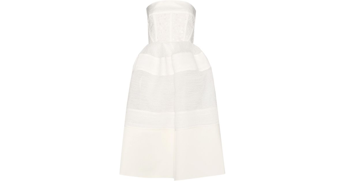 Balenciaga Fil Coupé Cotton-blend Dress in White - Lyst