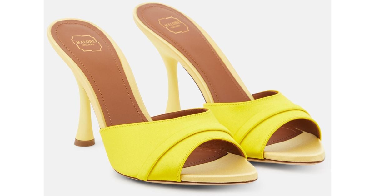 Malone Souliers Julia Satin Mules in Yellow | Lyst