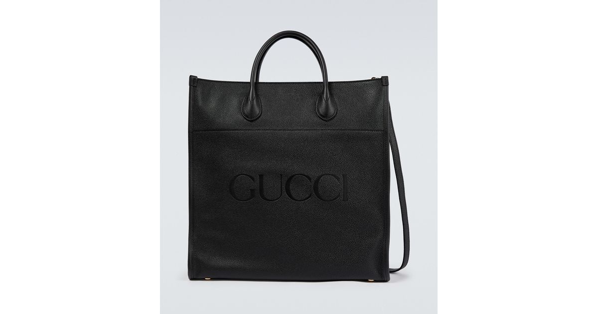 Gucci Large Leather Tote Bag in Black for Men Lyst