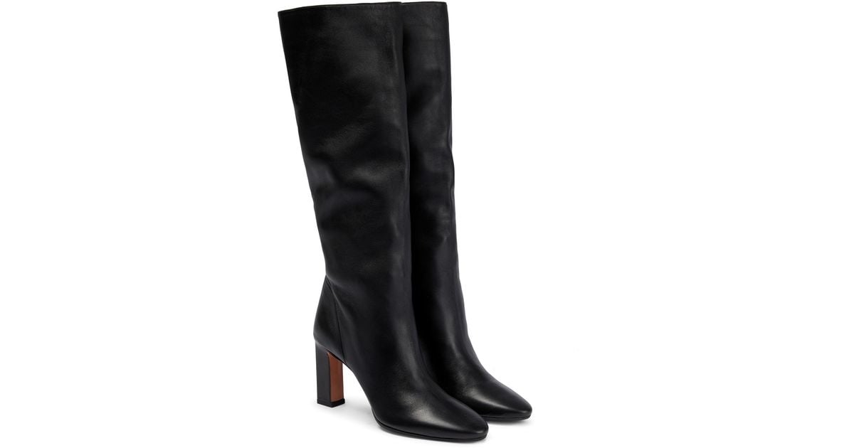 Aquazzura Manzoni Leather Knee-high Boots in Black | Lyst UK