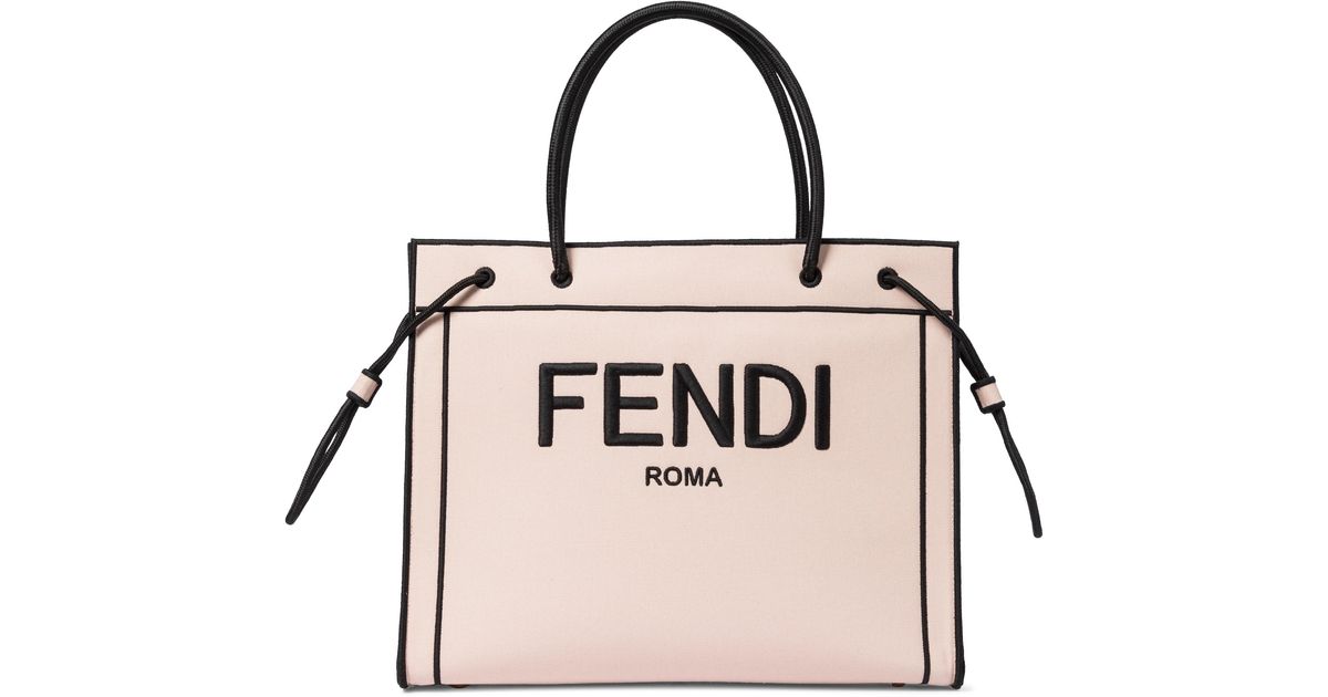 Fendi Roma Large Canvas Tote in Pink - Lyst
