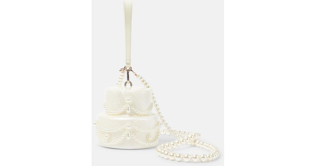 Simone Rocha Cake Course Simone Rocha Pearl Cake Embellished Clutch in Natural | Lyst