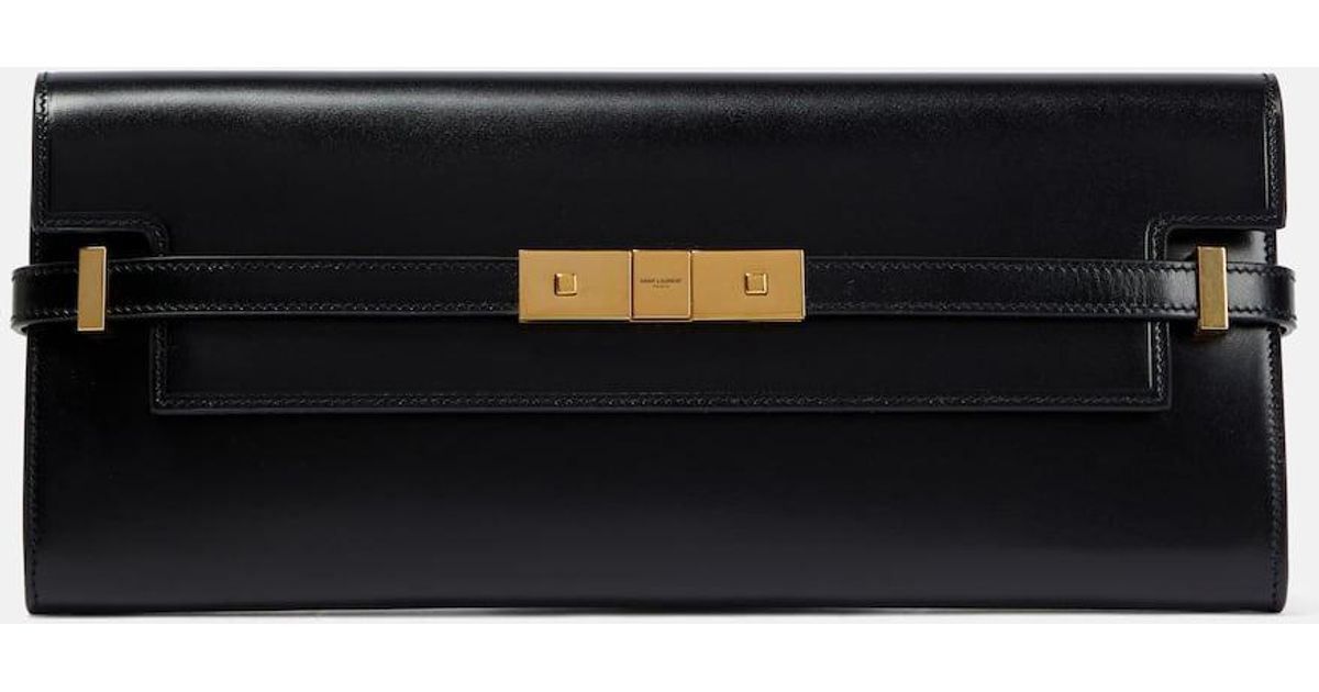クラッチバッグ SAINT LAURENT BLACK LEATHER MANHATTAN CLUTCH Saint Laurent Manhattan Clutch in Box Leather | Saks Fifth