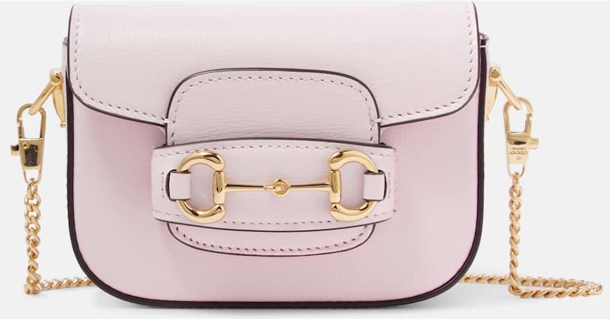 Gucci Horsebit 1955 Mini Leather Crossbody Bag in Pink
