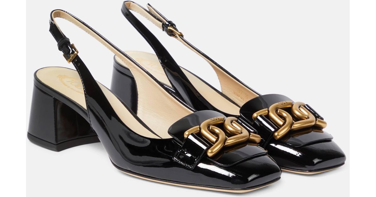 patent leather sling back pumps