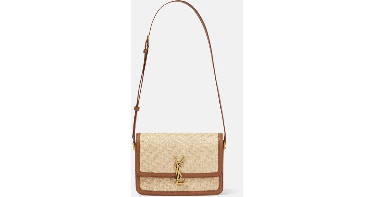 Saint Laurent Solferino Medium Raffia Crossbody Bag in Natural Lyst