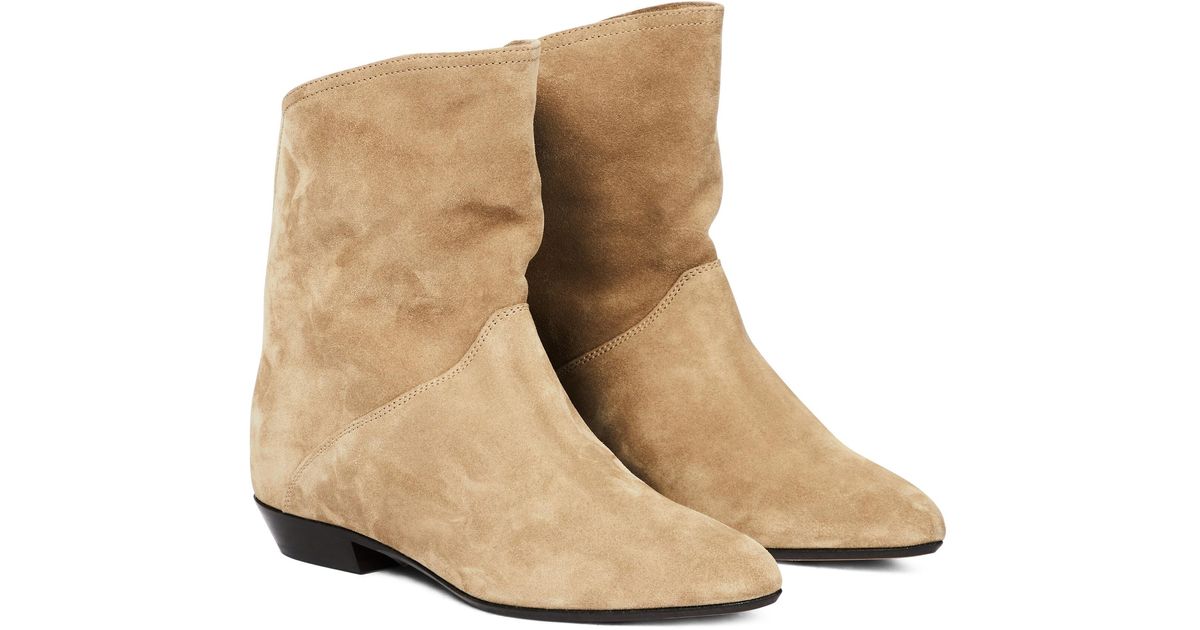 Isabel Marant Solvan Suede Ankle Boots in Bronze (Natural) | Lyst