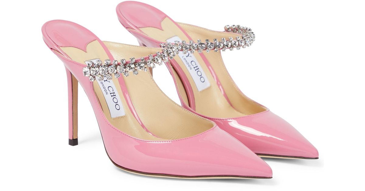 Jimmy Choo Bing 100 Patent Leather Mules in Candy Pink (Pink) | Lyst