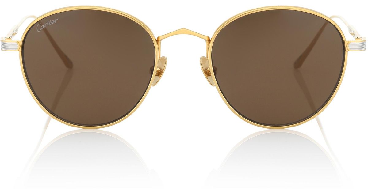 Cartier C De Cartier Round Sunglasses in Metallic | Lyst