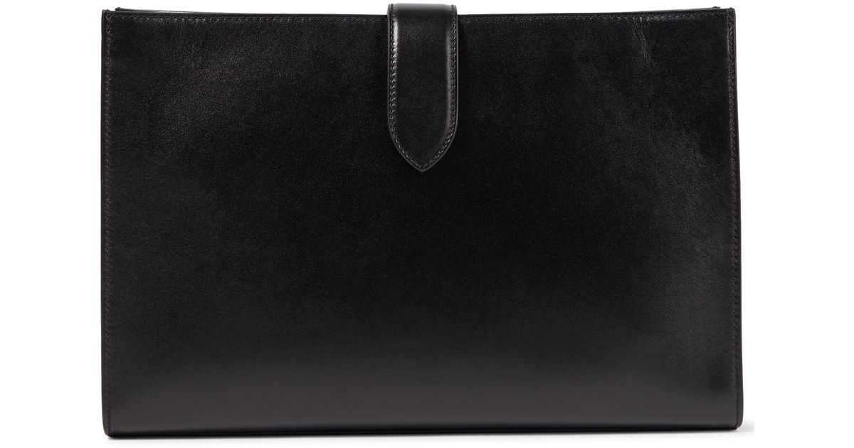 The Row Vera Leather Clutch in Black | Lyst Canada