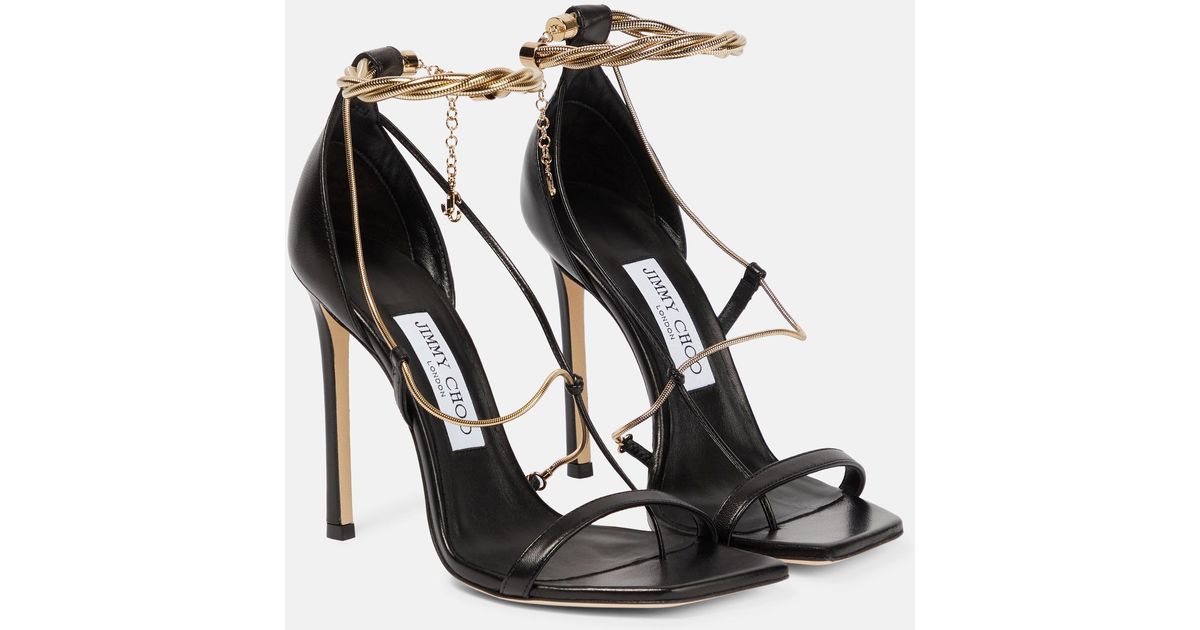 Jimmy Choo Oriana 110 Leather Sandals in Black | Lyst