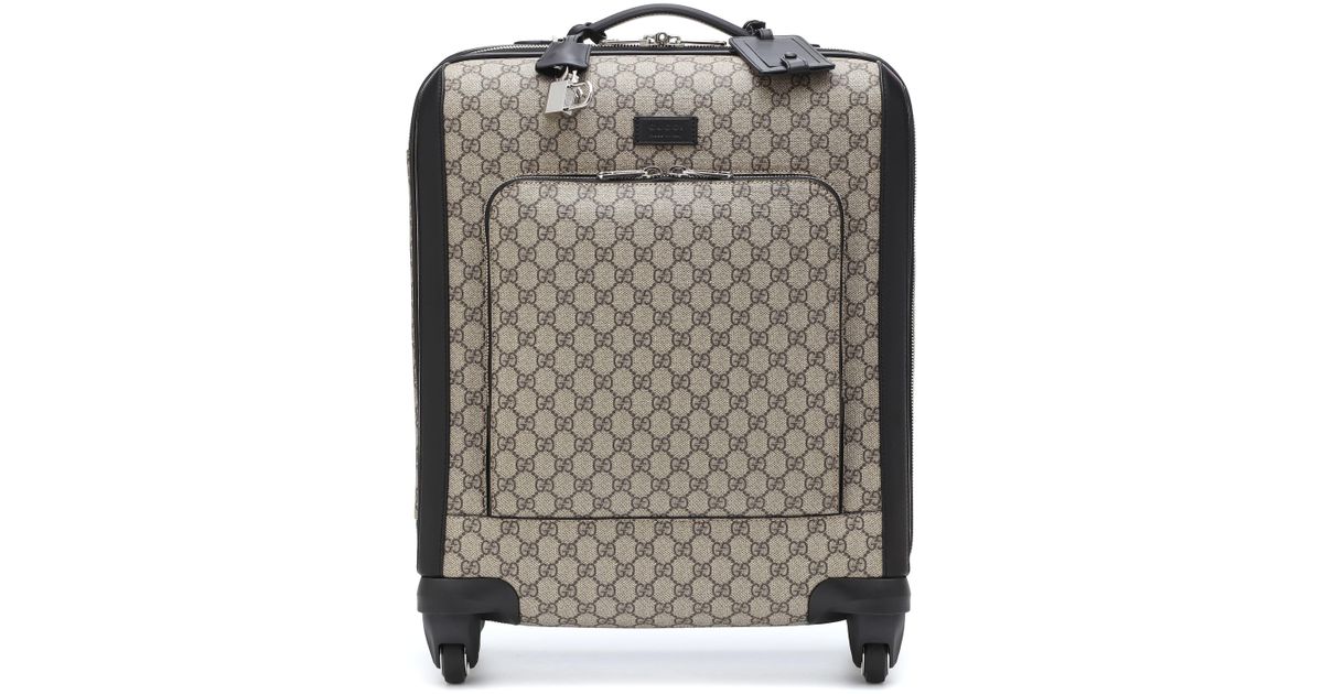 Gucci Canvas GG Supreme Carryon Suitcase in Brown Lyst