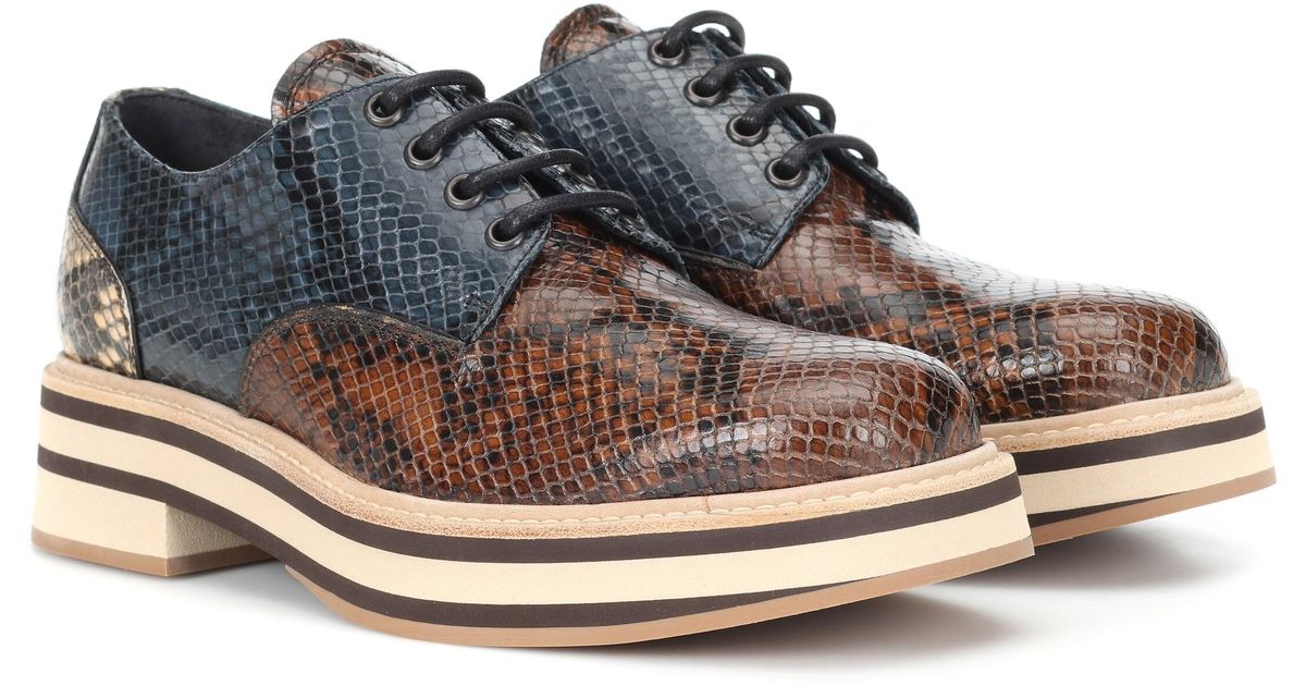 Dries Van Noten Printed Leather Derby Shoes - Lyst