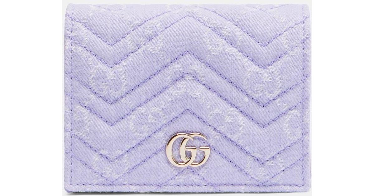 GUCCI GGパターン ケース パープル Gucci Gg Marmont Denim Wallet in Purple | Lyst