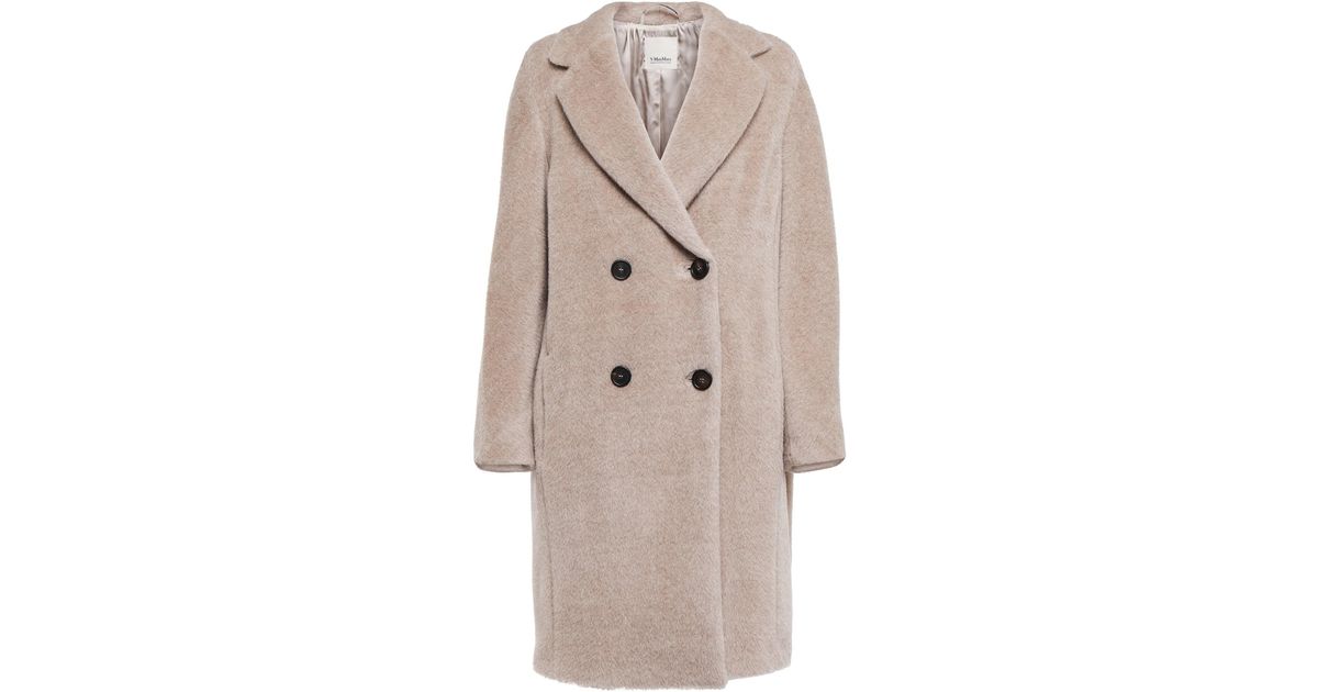Max Mara Roseto Wool-blend Coat in Natural | Lyst
