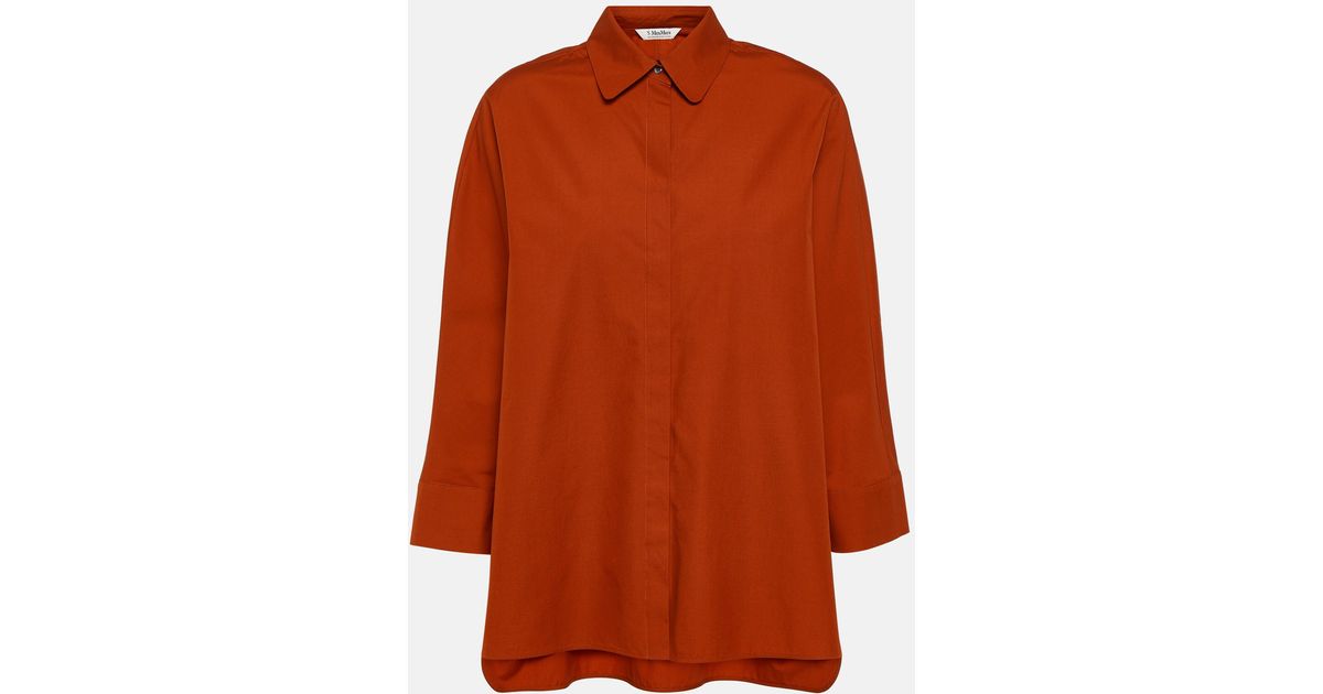 Max Mara Delfino Cotton Shirt in Orange | Lyst