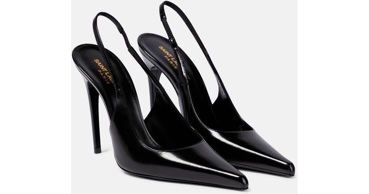 上品【Saint Laurent】『Vendome 50 』leather slingback pump Vendome 50 leather slingback pump in black - Saint Laurent