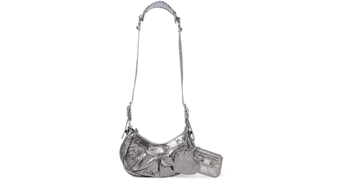 Balenciaga Le Cagole Xs Leather Shoulder Bag in Silver (Metallic) | Lyst
