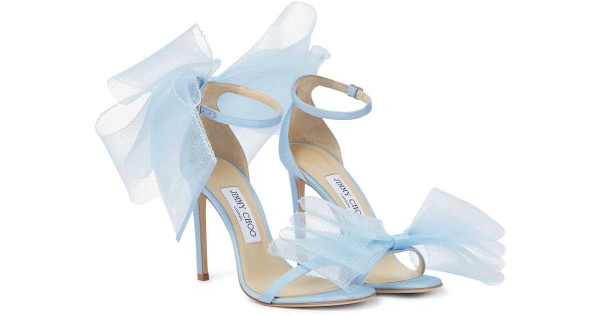 Jimmy Choo Aveline 100 Bow-trimmed Sandals in Blue | Lyst
