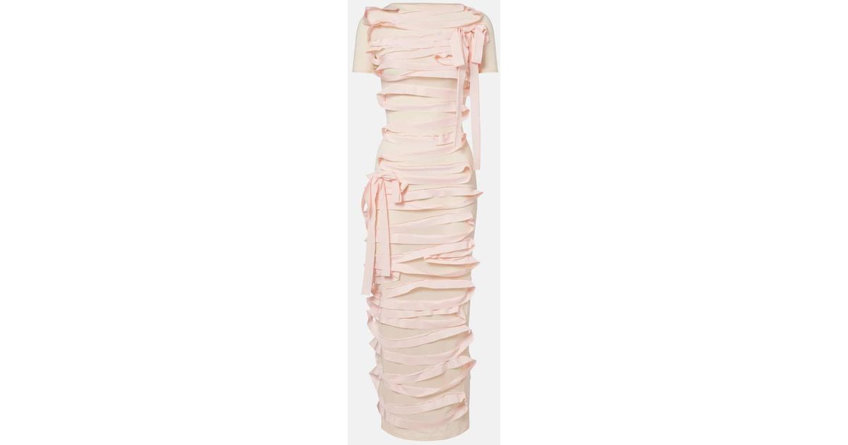 Acne Studios Ribbon-Detail Midi Dress in Pink | Lyst UK