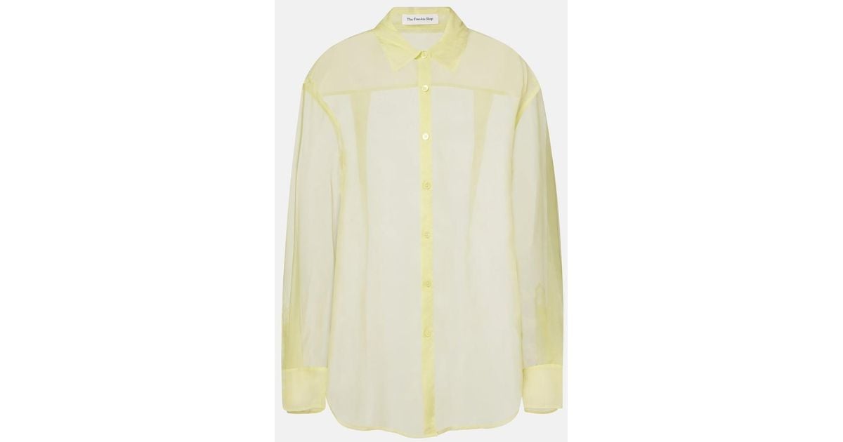 Frankie Shop Peri Sheer Silk-Blend Shirt in Yellow | Lyst