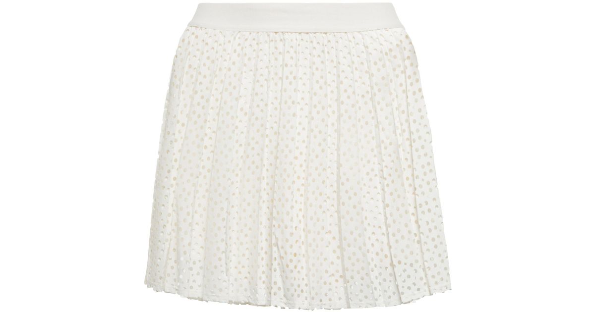 Tory Sport Laser-cut Pleated Miniskirt in White | Lyst Canada