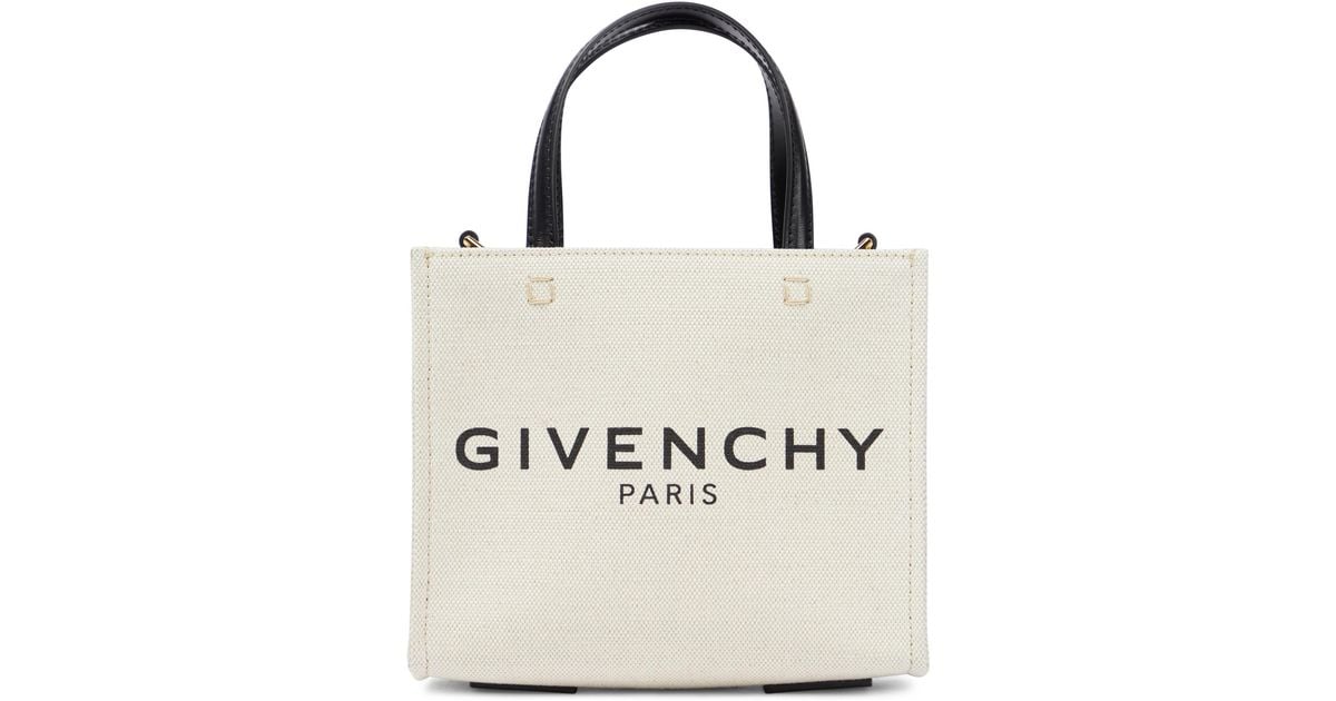 Givenchy G Mini Canvas Tote Bag in Beige/Black (Black) | Lyst