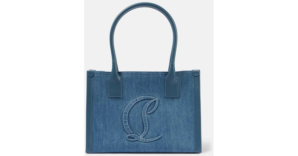 ■Christian Louboutin■By My Side E/W ラージデニムトート By My Side E/W Large denim tote bag in blue - Christian