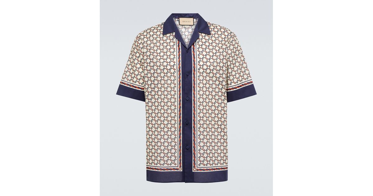 トップス GEOMETRIC G PRINT MUSLIN BOWLING SHIRT トップス GEOMETRIC G PRINT MUSLIN BOWLING SHIRT Geometric G