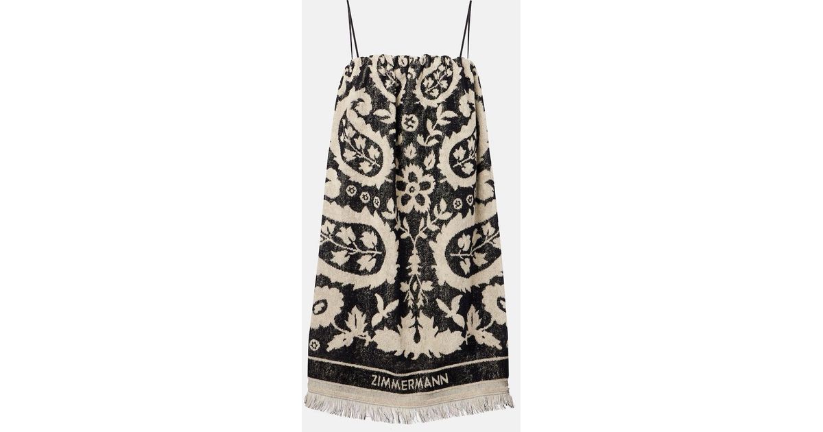 Zimmermann Rhiannon Cotton Terry Minidress in Black | Lyst