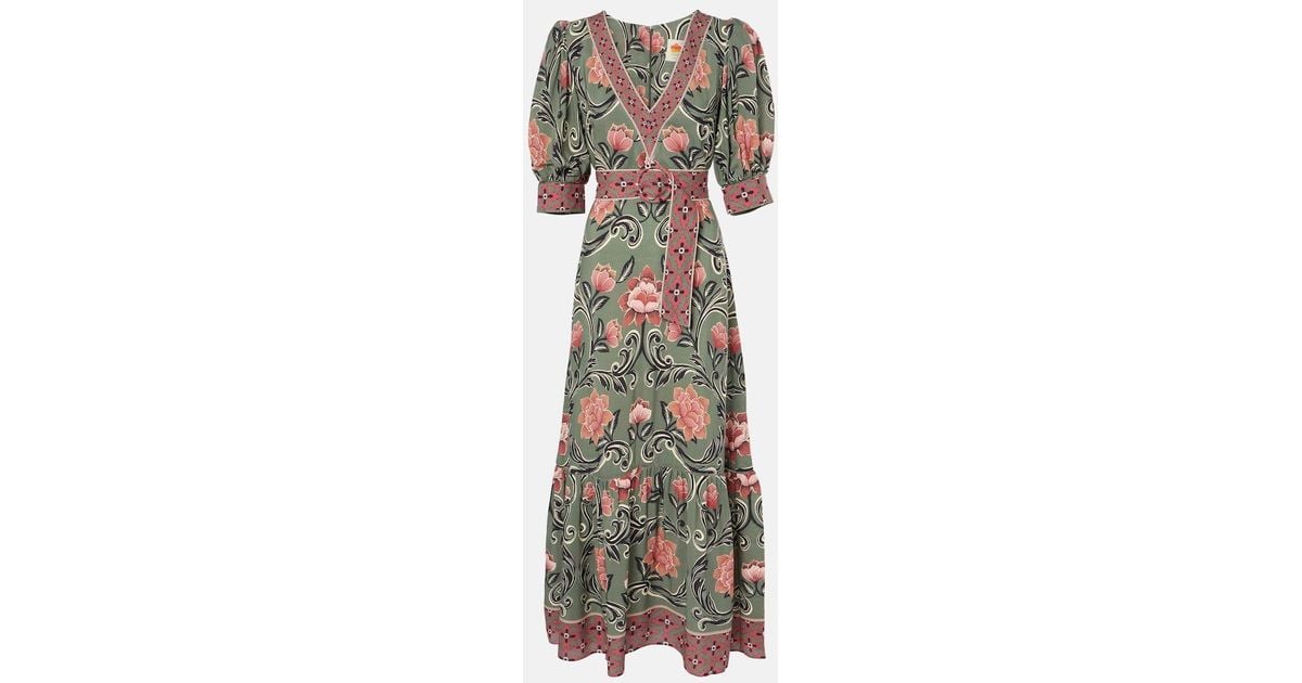 knee length dresses for ladies Black Arabesque Floral Pleated Midi Dress  FARM Rio
