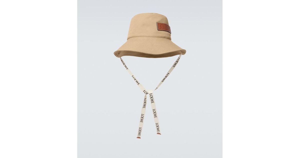 Loewe Paula's Ibiza Fisherman Canvas Bucket Hat in White for Men