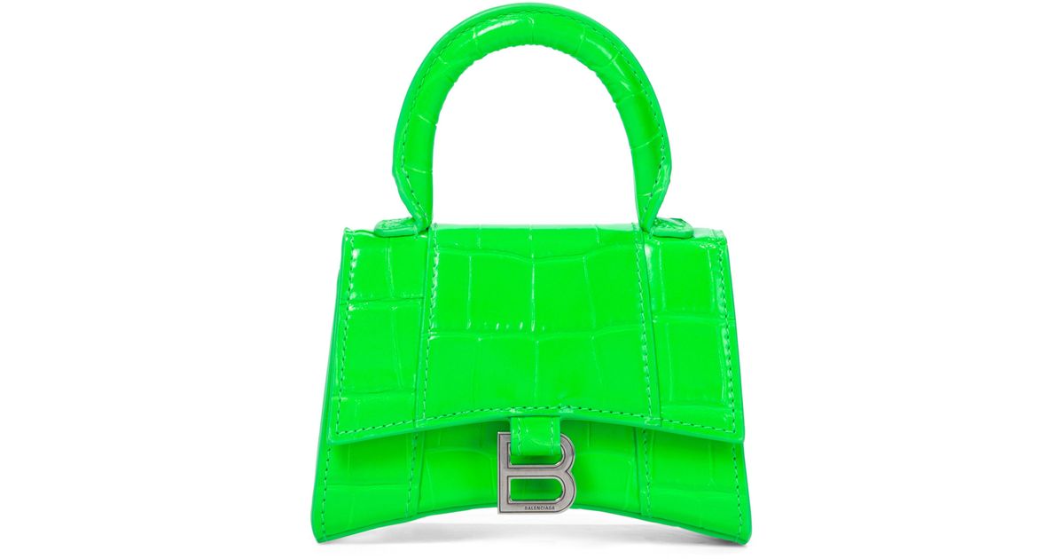 Balenciaga Hourglass Mini Leather Crossbody Bag in Green | Lyst