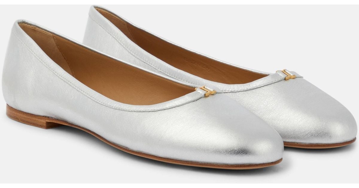 Chloé Marcie metallic leather ballerina shoes - Silver