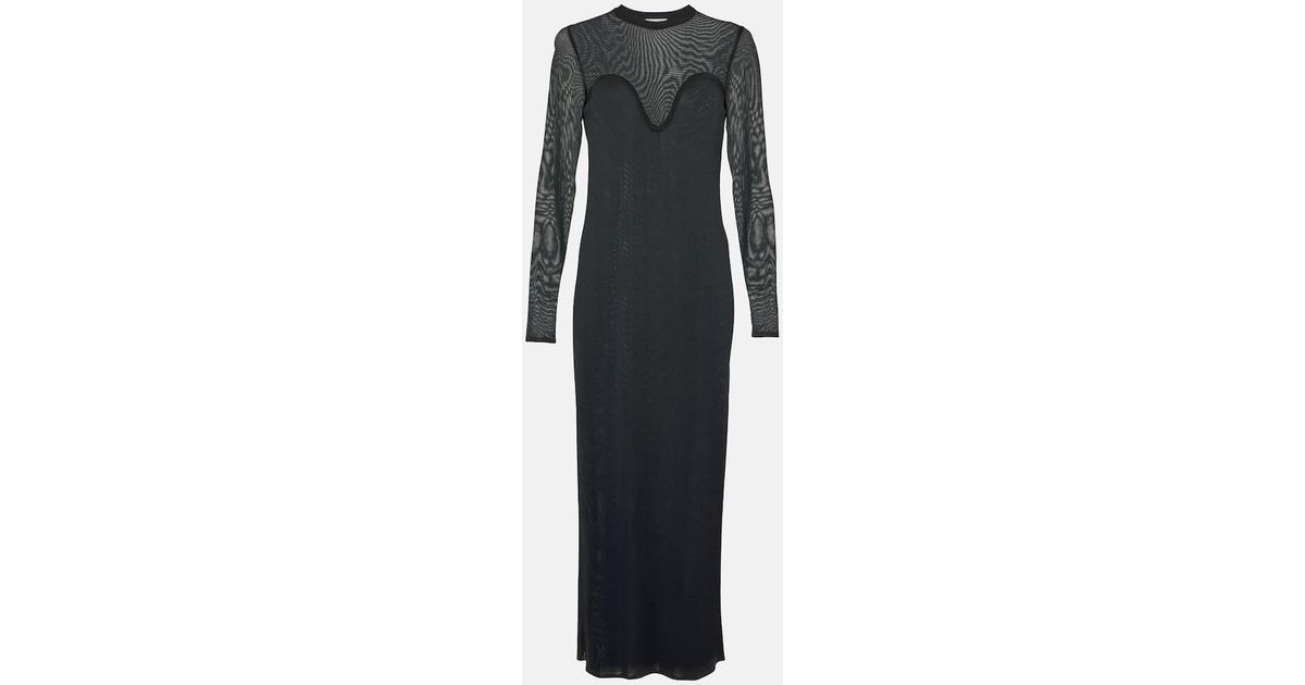 Nina Ricci Mesh Semi-Sheer Maxi Dress in Black | Lyst Australia