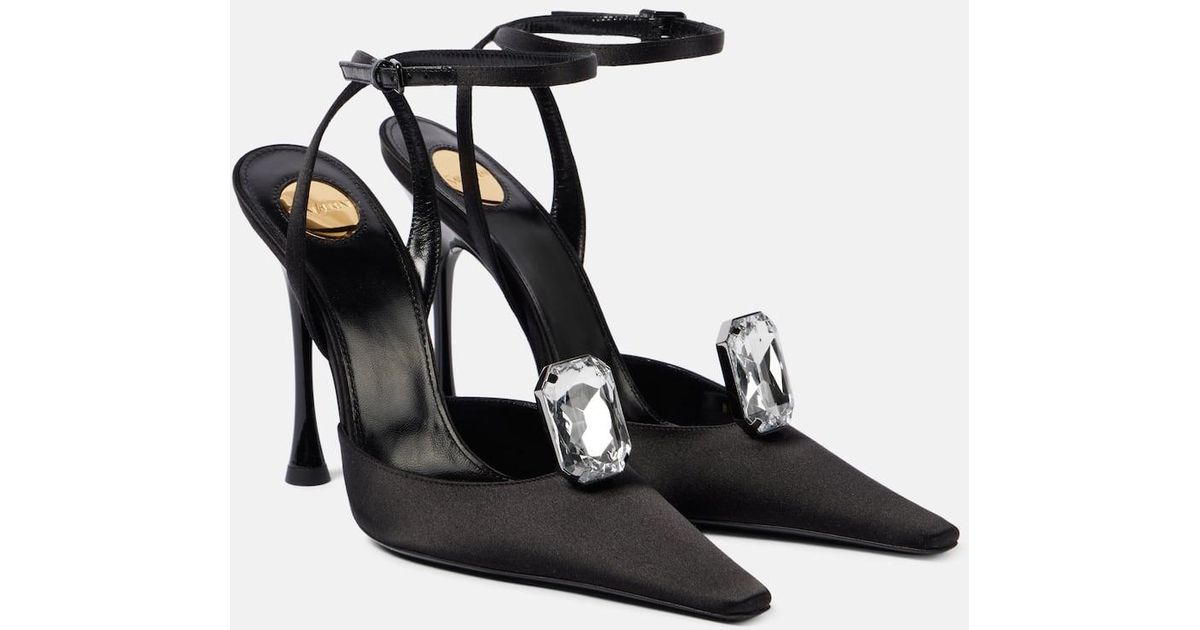 Saint Laurent Harlow 110 Satin Crepe Slingback Pumps in