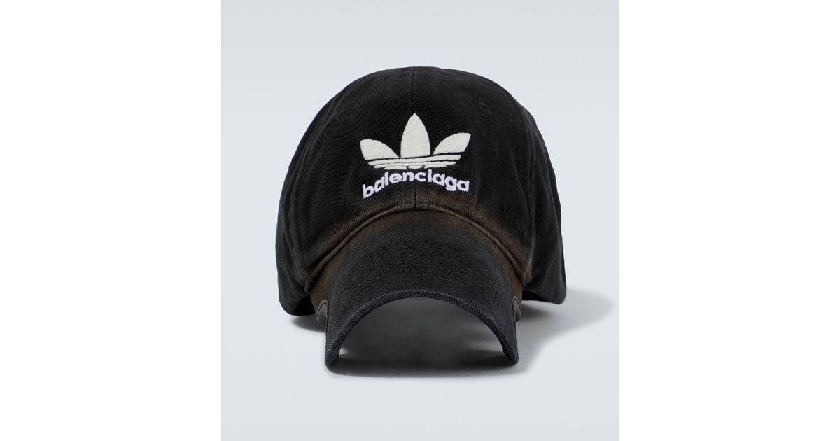Balenciaga X Adidas Logo Cotton Baseball Cap in Black for Balenciaga X Adidas Logo Cotton Baseball Cap in Black for