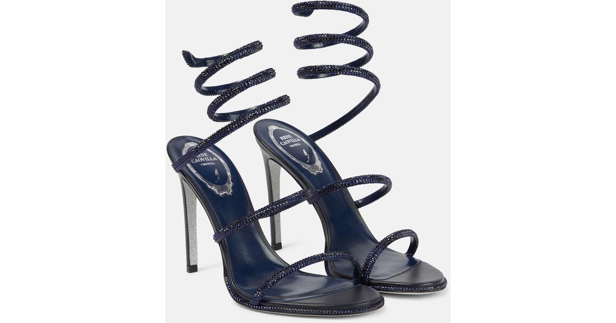 Rene Caovilla Cleo Embellished Sandals 105 in Blue | Lyst
