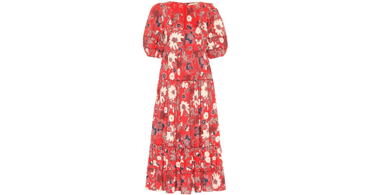 ulla johnson red floral dress