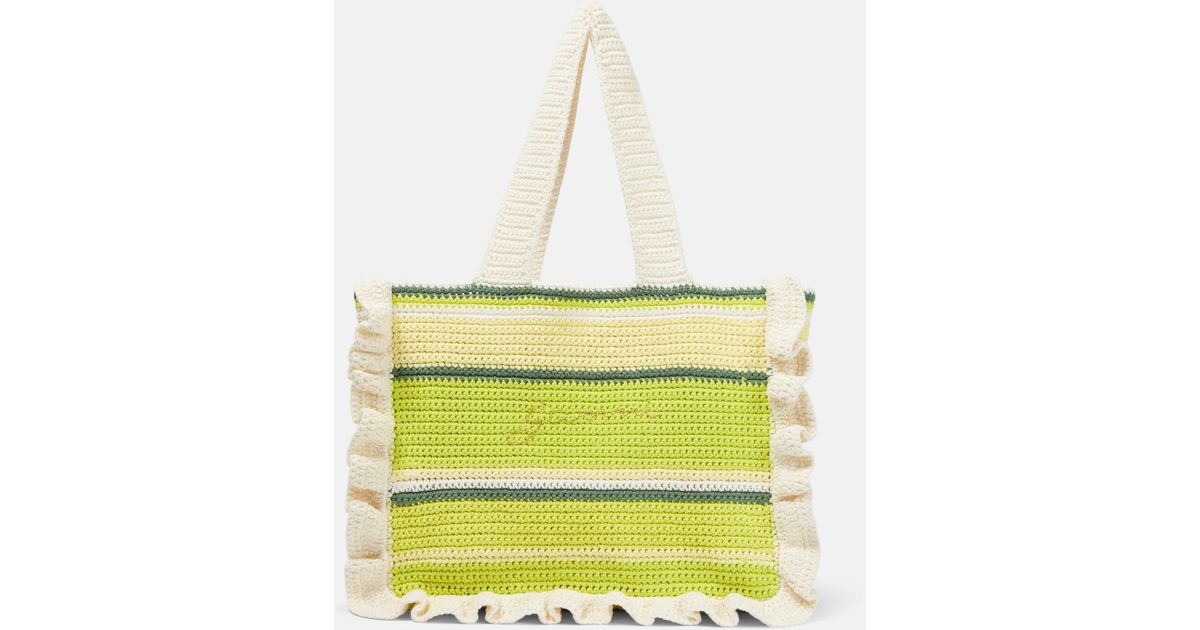 Ganni Crocheted Tote Bag in Yellow Lyst
