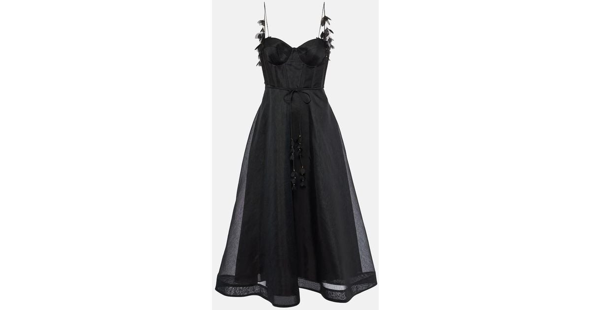 Zimmermann Natura Linen And Silk Corset Dress in Black | Lyst